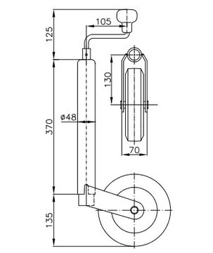 ОПОРА КОЛЕСА КОЛЕСО 200 КГ С РУЧКОЙ