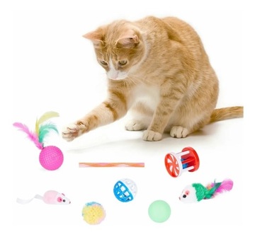 Набор игрушек для кошек, рыбка, мышь, удочка, большой туннельный домик для кошек, 22 предмета