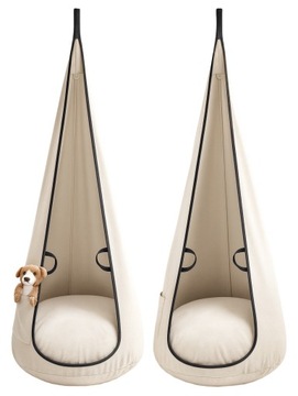 KOKON dla dzieci VELVET, huśtawka FOTEL wiszący, krzesło wiszące BEŻOWY
