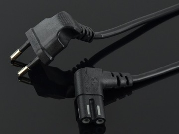 Kabel zasilający LCD RTV AGD ósemka C7 kątowy 0,30