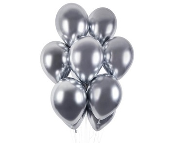 BALONY CHROM PASTELOWE 10 SZT SREBRNE 25 CM