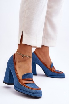 Женские туфли-лодочки, элегантные туфли на высоком каблуке, джинсовая обувь 38