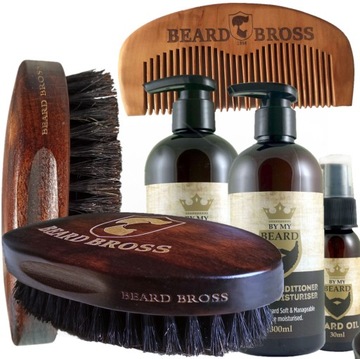 Zestaw kosmetyków do brody BY MY BEARD Szczotka z dzika Beard Bross gratis