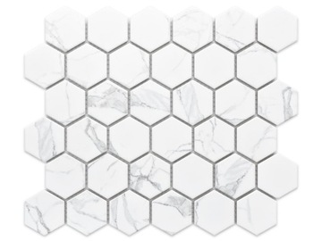 MOZAIKA CERAMICZNA HEKSAGON CLASSIC CARRARA MAT MARMUR