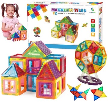 РАЗНОЦВЕТНАЯ КОНСТРУКЦИЯ Магнитные кирпичи 3D XXL МАГНИТНЫЕ ПЛИТКИ 70 шт.