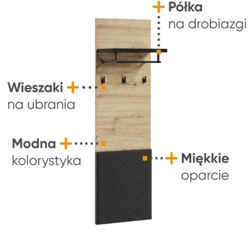 Вешалка настенная с полкой, подвесная панель для зала, лофт ремесленник QG-07