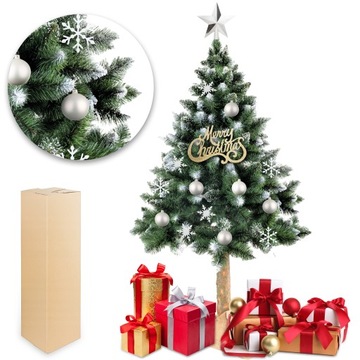 РОЖДЕСТВЕНСКАЯ ЕЛКА НА СТОЛБИКЕ ИСКУССТВЕННАЯ ПЛОТНАЯ АЛМАЗНАЯ СОСНА ЗАСНЕЖНЫЙ ДЖУТ 180 СМ