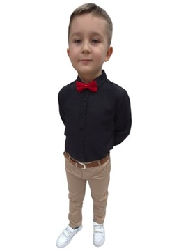 ELEGANCKA CZARNA KOSZULA CHŁOPIĘCA Z MUCHĄ 122