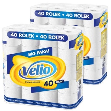 80 rolek papier toaletowy Velio 3 warstwowy