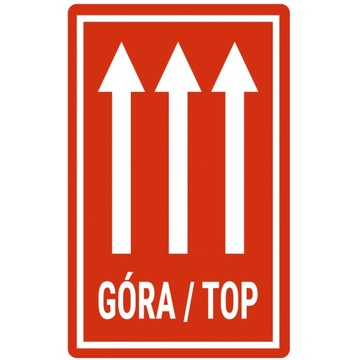 ETYKIETY NAKLEJKI KURIERSKIE OSTRZEGAWCZE STRZAŁKI GÓRA 50x80mm 1000 szt.