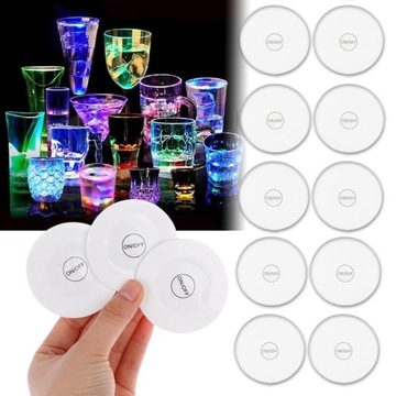 *NOWY* | Podstawka Naklejka LED pod Butelkę Szklankę Kubek Zestaw 10 szt.