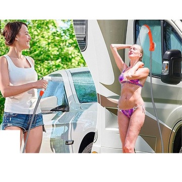 Портативный туристический душ, электрический насос с присоской и крючком.