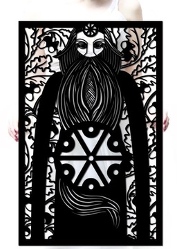 Obraz Ażurowy Amulet Słowiański Perun Liść Dębu