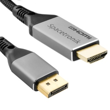 Kabel DP HDMI Przewód 4K 60Hz UltraHD Spacetronik KDH-SPA050 5m Mocny Oplot