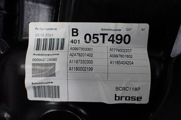 MECHANIZMUS ZVEDÁK MOTOREK SKEL PRAVÝ ZADNÍ MERCEDES CLA II W118 21R