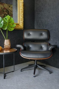 LOUNGE кресло черное, палисандр, натуральная кожа