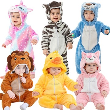 Piżama Onesies Kigurumi Baby Cute Tiger Stitch Car