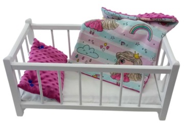 DREWNIANE ŁÓŻECZKO dla lalek + POŚCIEL - PRODUCENT.