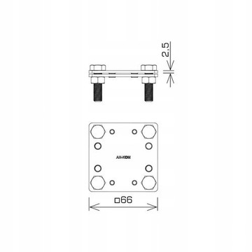 Złącze krzyżowe 2 płytki 4xM8 B do 30 mm