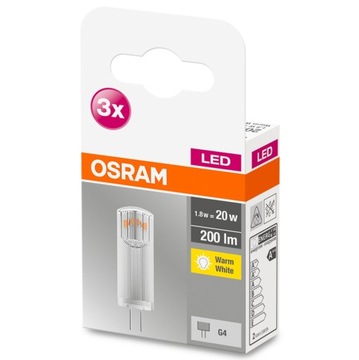 Zestaw 3x Żarówka LED G4 KAPSUŁKA 1,8W 200lm OSRAM