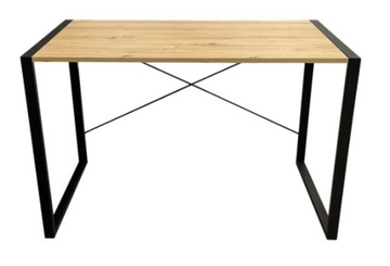 Biurko LOFT dąb artisan nogi czarne metalowe ze szprosem X