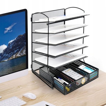 Практичный и элегантный органайзер для документов, сортировщик, 5 полок + ящик.