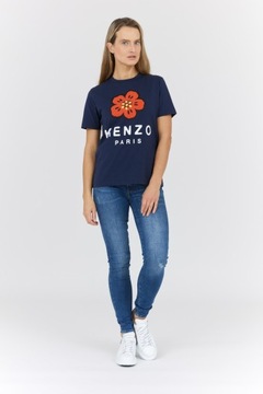 KENZO - Granatowy t-shirt damski z kwiatem L