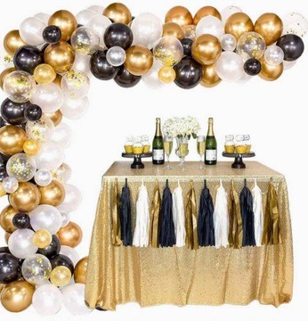 ШАР-ГИРЛАНД 120ШТ ЗОЛОТО ЧЕРНЫЙ КОНФЕТТИ 5м