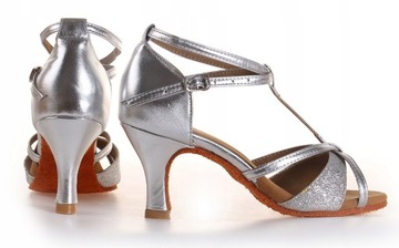 BUTY DO TAŃCA TOWARZYSKIEGO TANECZNE 7cm ZŁOTE