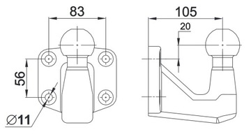 Фаркоп шаровой с 4 винтами AUTO-HAK KH4-3 3500кг