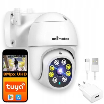 BEZPRZEWODOWA ZEWNĘTRZNA KAMERA WIFI IP PTZ 8MPX 4K APLIKACJA TUYA IR LED