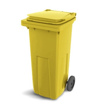 Pojemnik, kubeł, kontener plastik 120l żółty na śmieci mocny odpady