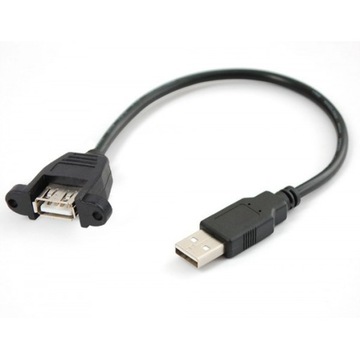 Gniazdo USB do obudowy przykręcane z przewodem wtyk USB długość 50cm