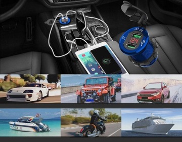 ЗАРЯДНОЕ УСТРОЙСТВО ДЛЯ МОТОЦИКЛА 2x USB QC3.0 ВОЛЬТМЕТР 3A N