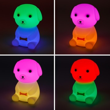 НОЧНИК ДЛЯ ДЕТЕЙ СОБАКИ МЯГКИЙ ЦВЕТНОЙ RGB LED USB СИЛИКОНОВЫЙ