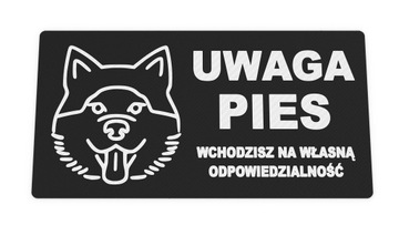 Tabliczka Uwaga Pies Akita Inu Zły Groźny plastik