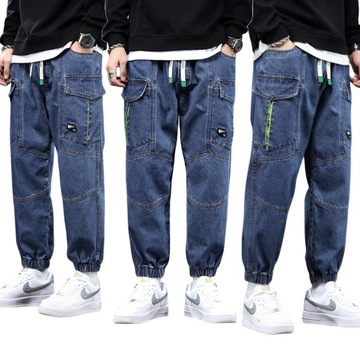 SPODNIE JEANSOWE BOJÓWKI MĘSKIE JOGGER JEANS,5XL