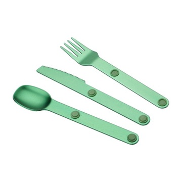 Camping Cutlery Set Knife Spoon Spork Set Portable Reusable Metal Green