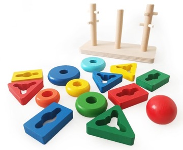 Деревянный пазл Монтессори форм и цветов, сенсорный сортер, кубики