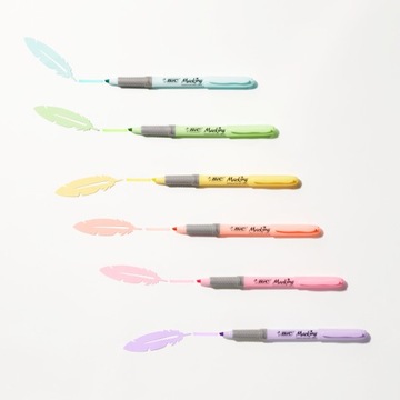 BIC HIGHLIGHTER GRIP SCHOOL OFFICE ХАЙЛАЙТЕР 6 ПАСТЕЛЬНЫХ ЦВЕТОВ