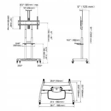 Мобильная ПОДСТАВКА ДЛЯ ТВ Подставка под ТВ 55–90 дюймов