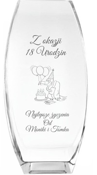 Wazon z grawer PREZENT na urodziny 18 osiemnastkę