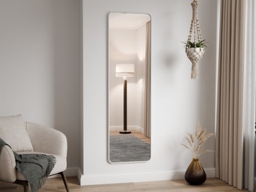 Прямоугольное стоящее зеркало в черной золотисто -белой алюминиевой раме 160x50