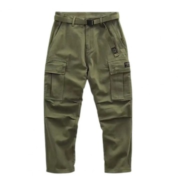 Cargo Pants Loose Fit Elastic Waist Solid Casual W