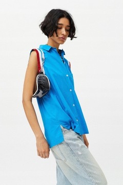 Urban Outfitters NH5 lmk modrá košeľa bez rukávov výšivka kontrast XS