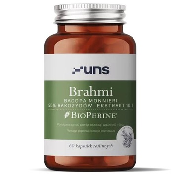 UNS Brahmi Bacopa Monnieri 50% Bakozydów 60vegcaps PAMIĘĆ WYDAJNOŚĆ MÓZGU