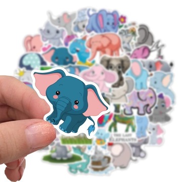 SŁOŃ SŁONIE MIX UROSZE NAKLEJKI WODOODPORNE STICKERBOMB EXTRA WLEPY 50 szt