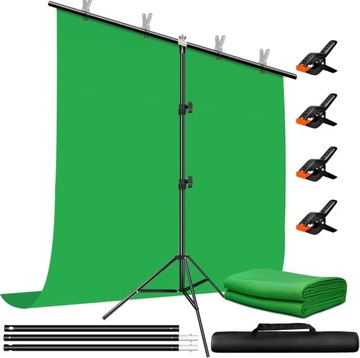 Zielony ekran tło z stojakiem i torbą, 1,5 x 2 m GREEN SCREEN Heysliy
