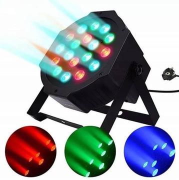 REFLEKTOR KOLOROFON LED DISCO STROBOSKOP 18 X 3W