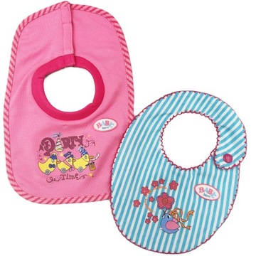 ŚLINIAKI DLA LALEK BABY BORN AKCESORIA LALKI 2 PACK ZAPF NIEBIESKI W PASKI